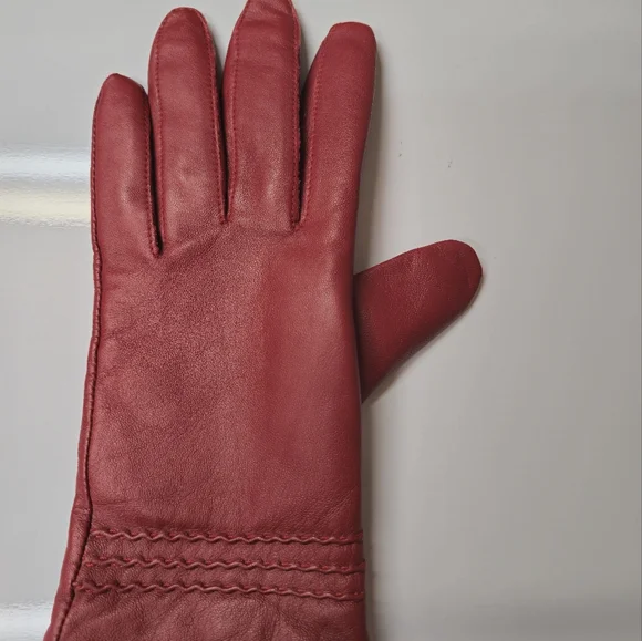 Etienne Red Professional Leather Shell Cashmere Lining Medium Size Vintage - Picture 6 of 10